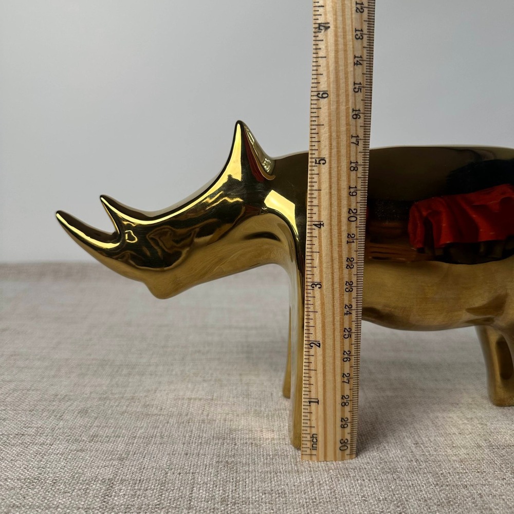 Modern Gold Ceramic Elephant & Rhino Figurines – Set of 2 Sculptural Decor - Picture 9 of 10